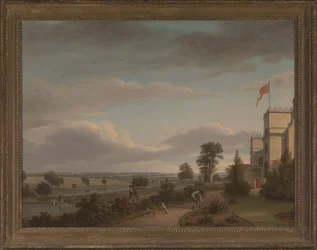 Maison de campagne dans un paysage fluvial, précédemment identifiée comme Oatlands